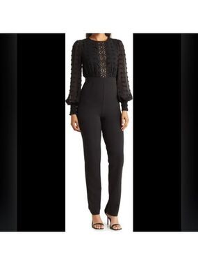 NWT Love X Design Rinata Swiss Dot L/S Jumpsuit Size Medium